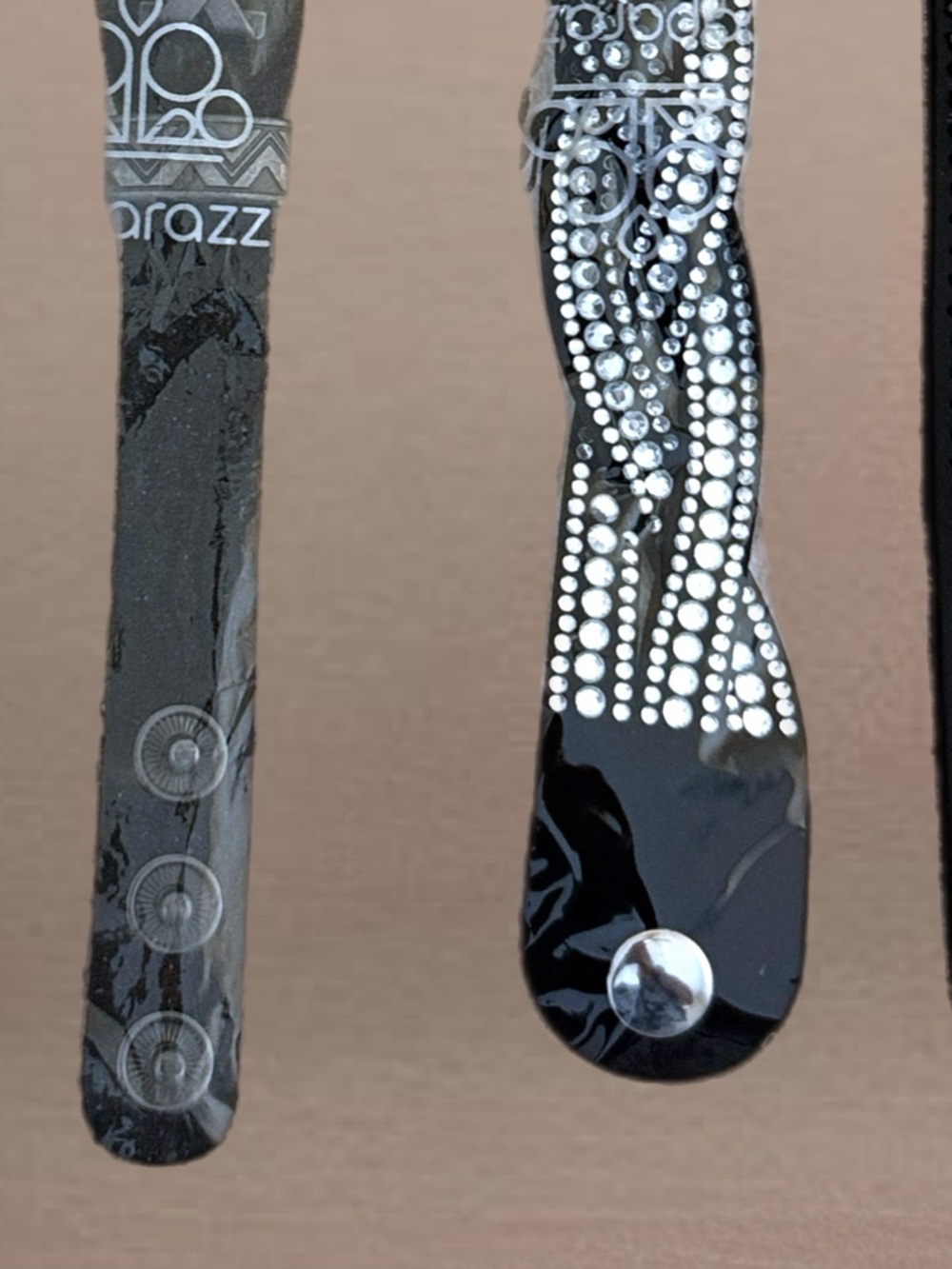 Black Rhinestone, Stud Leather Wrap Bracelets - 6 - Picture 6 of 8